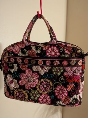 Vera Bradley Quilted Floral Travel Tote Bag - Pink on Black